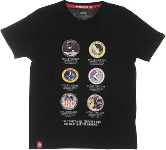 Alpha Industries Nasa Logo Zwart Tee Korte Mouw - Heren - T-shirts - Zwart - M - Katoen - Tops