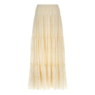 Ermanno Scervino Rokken, Dames, Wit, 2Xs, Katoen, Gelaagde Lange Rok