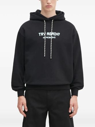 Aries drawstring graphic-print hoodie - Black