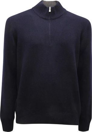 Gran Sasso Half-Zip Jumper 23125/19621 - male - Gran Sasso - V-neck Knitwear - Blue - L - Knitwear