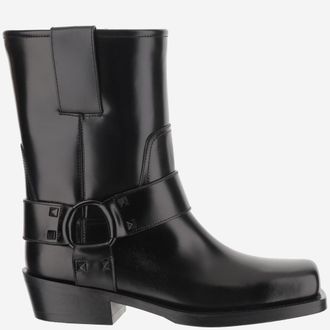 Valentino Garavani Black Rockstud Leather Boots