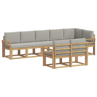 vidaXL Conjunto De Sof&aacute;s De Exterior 8 Pcs Blanco Y Gris Claro Vidaxl