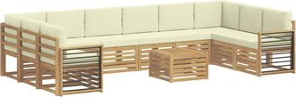vidaXL Conjunto De Sof&aacute;s De Exterior 11 Uds. Blanco Y Crema Poli&eacute;ster Vidaxl