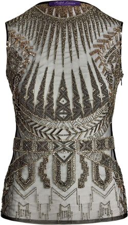 Ralph Lauren Collection bead-embellished top - women - Nylon - 4 - Black