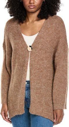 Fate Fate Asymmetrical Hem Fuzzy Knit Wool-Blend Cardigan