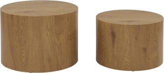 Sweeek Conjunto de 2 mesas bajas redondas nido efecto roble, natural