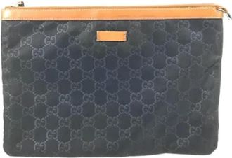 Gucci Pre-owned Leather gucci-bags - Dames - Vintage Clutch - Blauw - ONE Size - Leer - Vintage
