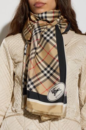 Burberry Silk Scarf, Unisex, Beige