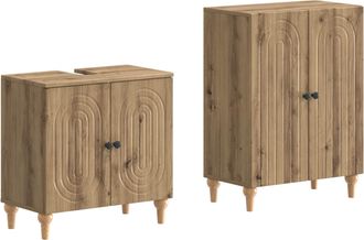 vidaXL Juego De Gabinete De Ba&ntilde;o De 2 Piezas Alkmaar Roble Artisan Vidaxl