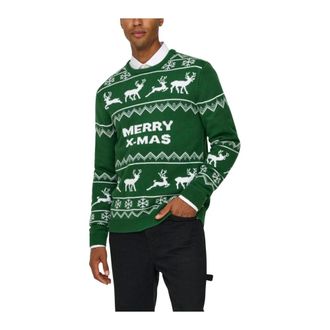 Only & Sons Printed Long Sleeve Round Neck Truien - Heren - Ronde hals truien - Groen - XL - Truien & Vesten