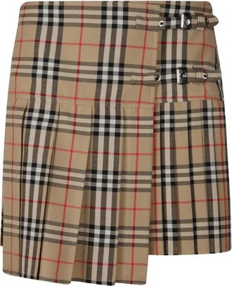 Burberry Zoe Skirt - Dames - Korte rokken - Beige - XS - Wol - Rokken