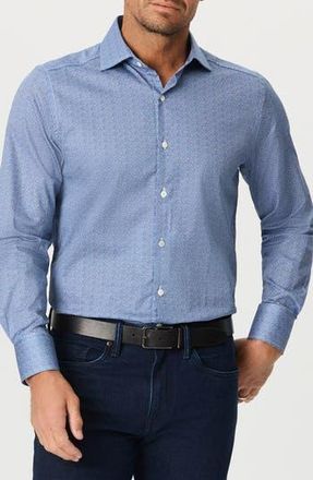 Robert Graham Tadlow Micro Cotton Button-Up Shirt in Blue at Nordstrom Rack, Size 15.5 - R