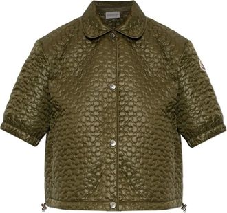 Moncler Flower gewatteerde top met korte mouwen - Groen