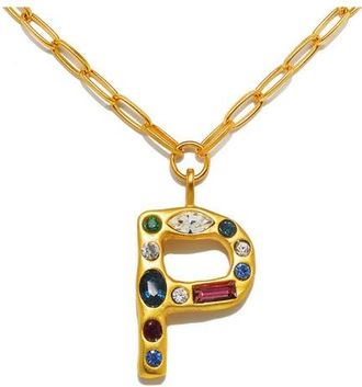 Sequin Emilie Crystal Initial Pendant Necklace in Gold - P at Nordstrom