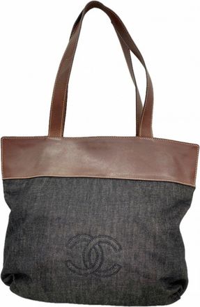 Chanel Black Brown Denim Tote Bag (Pre-Owned)