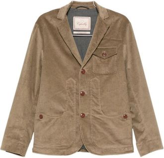 Capalbio Tailored Beige Corduroy Jacket With Notched Lapel