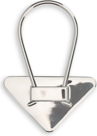 Prada Mens Metal Key Ring Nero Stainless Steel; Brass Rings