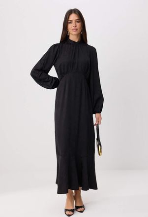Trendyol Modest Dames Zwart Bloemen Maxi Lang Casual Skater Modest Jurken