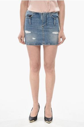 Dolce & Gabbana Denim Mini Skirt With Distressed Details size 38