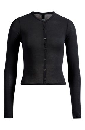 SKIMS Sheer Modal Blend Cardigan in Onyx at Nordstrom, Size Xx-Small