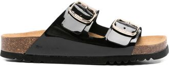 Scholl patent-finish buckle sandals - women - Calf Leather/Rubber/Patent Calf Leather - 36 - Black