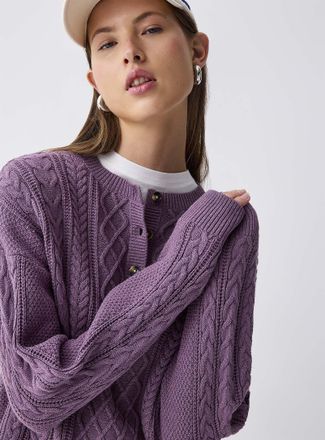 Twik Womens Cable-knit Henley Shirt sweater