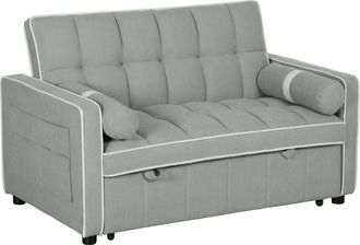 HOMCOM 2 Seater Pull Out Sofa Bed with Adjustable Backrest - Charcoal grey | TJ Hughes Light Grey