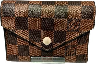 Louis Vuitton Brown Damier Canvas Wallet (Tri-Fold) (Pre-Owned)