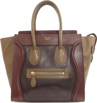 Celine Black Bordeaux Brown Leather Tote Bag (Pre-Owned)