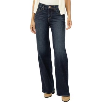 Silver Jeans Co Suki Curvy Mid Rise Wide Leg Jeans in Hollen at Nordstrom, Size 33 X 31