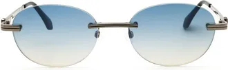 Palm Angels PERI10HCRYSTAL1007 Oval Rimless Sunglasses - Blue