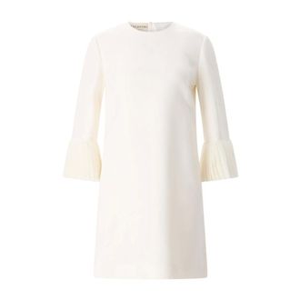 Valentino Short Dresses, female, Beige, Size: S Wool and Silk Mini Dress