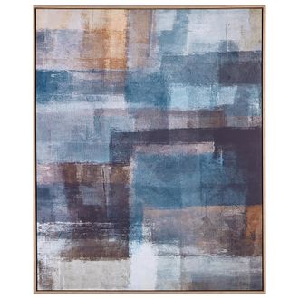 Beliani Lienzo Cuadro De Pared 103 X 83 Cm Marco Mdf Sint&eacute;tico Formas Abstractas Rectangular Moderno Multicolor Pulsano