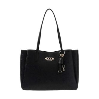 Guess Tote Bags, female, Black, Size: ONE SIZE Handbag with Multiple Inside and Outside Pockets