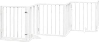 vidaXL Puerta Para Perros Plegable 3 Paneles Madera &Aacute;lamo Blanca 300cm Vidaxl