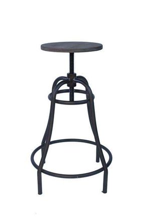 Netfurniture Temzon Bar Stool Rustic Industrial Stool in Black