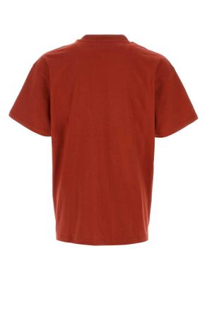 Carhartt Work in Progress Mens Red Cotton S-S American Script T-Shirt Oxidered Exterior