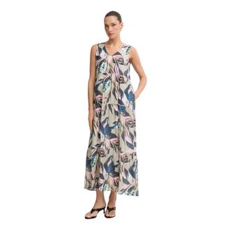 Marc Aurel Maxi jurk met bladprint - Dames - Maxi kleedjes - Veelkleurig - XS - Kleedjes