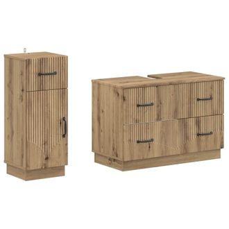 vidaXL Juego De Gabinete De Ba&ntilde;o De 2 Piezas Hoorn Roble Artisan Vidaxl