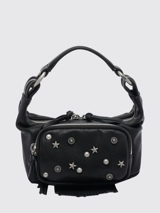 Margesherwood Mini Leather Hobo Bag with Studs, Fringes and Star Embroidery