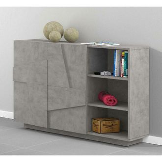 Dmora Dmora Mueble De Entrada Con 2 Puertas Y Estantes Abiertos, Made In Italy, Entratina Moderna, Aparador Para Atrio, 121x38h86 Cm, Color Blanco Brillante
