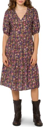 Velvet Heart Floral V-Neck Midi Tiered Dress in Ditsy Greenery at Nordstrom Rack, Size X-Large