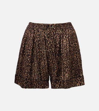 Saint Laurent Leopard-print silk shorts