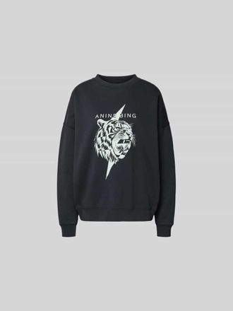Anine Bing Regular Fit Sweatshirt mit Logo-Print in Black, Gr&ouml;&szlig;e M