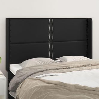 vidaXL Cabecero Con Orejas De Cuero Sint&eacute;tico Negro 147x16x118/128 Cm Vidaxl