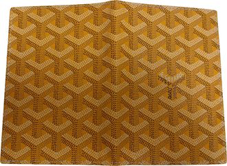 Goyard Pre-owned Mens Chevron Printed Grenelle Passport Holder in Yellow Coated Canvas - Camel Sheepskin - One Size