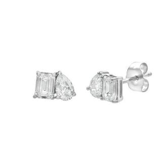 LuvMyJewelry Valessa 14K Gold Lab Grown Diamond Toi Et Moi Earrings - 0.75 Ct in 14K White Gold at Nordstrom