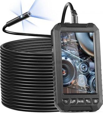 OEM C&aacute;mara Endosc&oacute;pica Con Luz, Boroscopio De Triple Lente Con Cable Semirr&iacute;gido De 49,2 Pies, C&aacute;mara De Inspecci&oacute;n De 1080p Con Pantalla De 5, 8 + 2 Luce