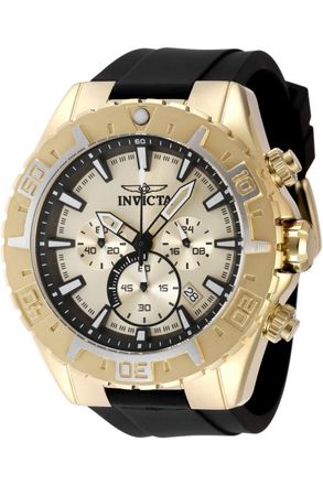 Invicta Aviator 49222 Herenhorloge - Quartz Uurwerk - Roestvrij Staal met Gouden Wijzerplaat - 49 mm