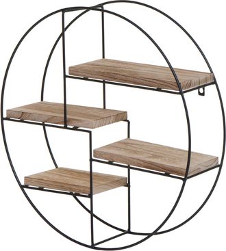 Hhg Hhg - Nunca Usado] Estanter&iacute;a De Pared 612, Estanter&iacute;a Colgante Estanter&iacute;a Flotante, 4 Estantes Metal Madera Maciza Industrial 45x45x11cm, Natural